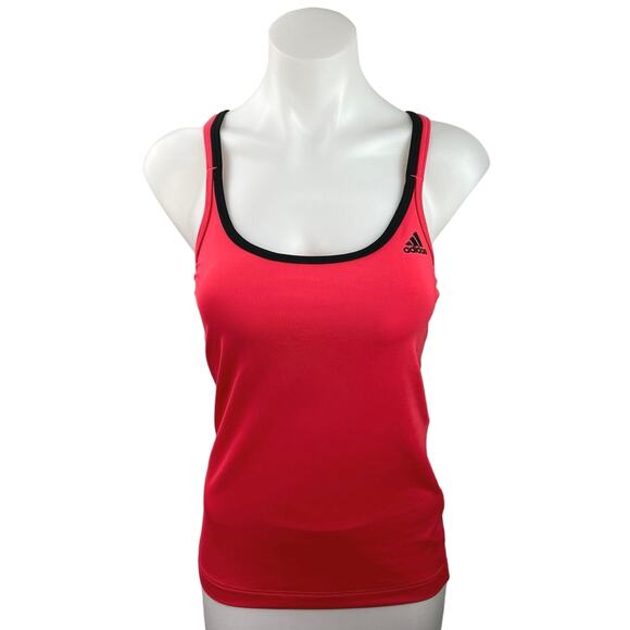 Adidas Climalite Red Racerback Scoop Neck Sleeveless Activewear Tank Top Size S - Picture 1 of 4